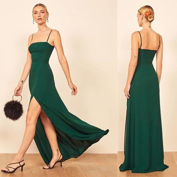 Reformation Dresses & Skirts - Reformation Ingrid Dress Removable Straps Slim Fit  Emerald Green Size: 2 NWOT